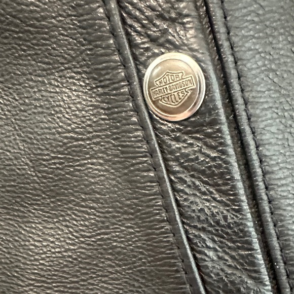 Vintage 90’s Men's Black Leather Harley-Davidson Vest Sz L - Picture 3 of 10